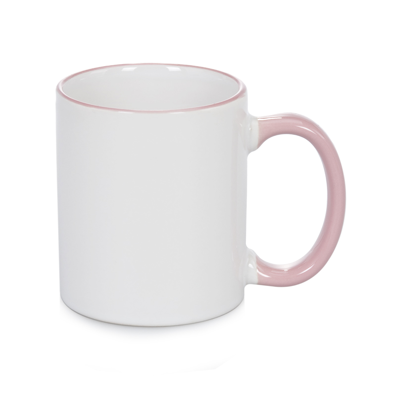 36 Rim & Handle Colour 11oz Sublimation Mug – Pink – Coralgraph